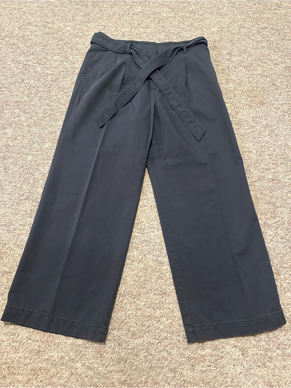 LOFT Chambray Straight Leg Belted Dress Pants